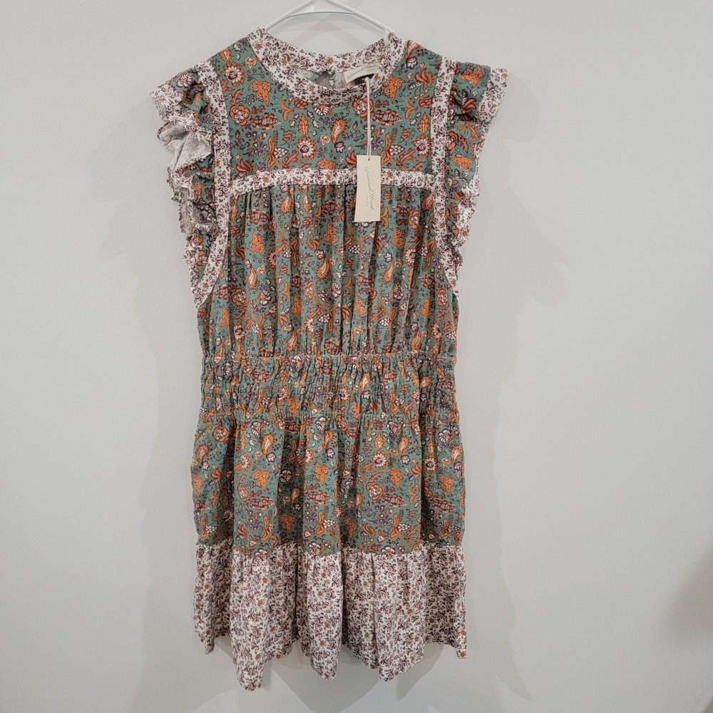 Universal Thread Womens Linen Dress Size Large Knee Length Floral Cottage Boho